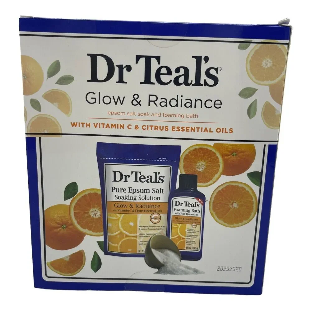 Dr Teal's Epson Salt Soaking Solution Foaming Bath Set Glow & Radiance
